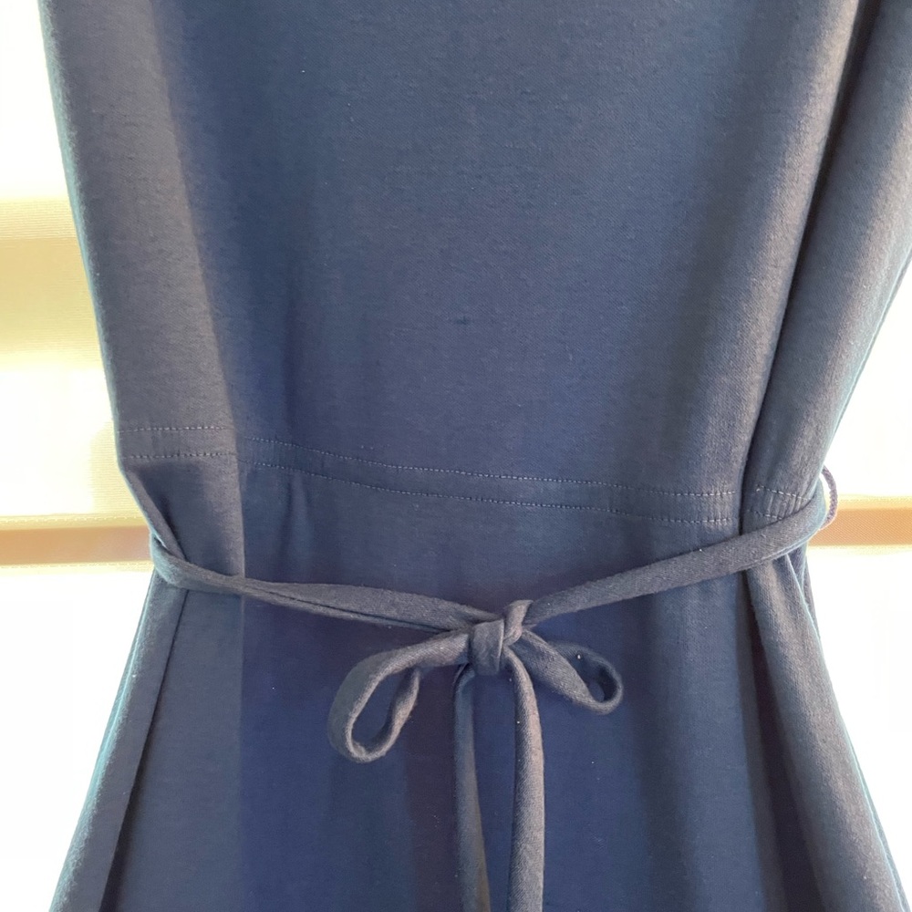 LAND & Sea Royal Blue Midi Dress with White Accents 1970s USA Made Vtg Size 14 - Picture 5 of 6